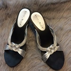 White House Black Market silver wood bottom